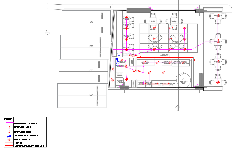 Diseño de plano eléctrico para pizzería en Tumbaco, Quito.